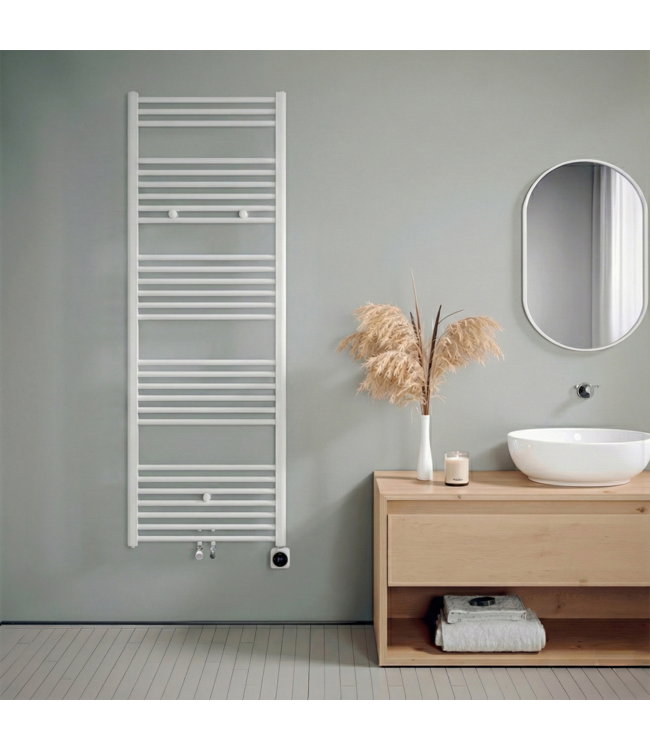  160x60 cm - Sèche-serviettes hybride Smart WiFi Oppio blanc (RAL 9016) 1072W