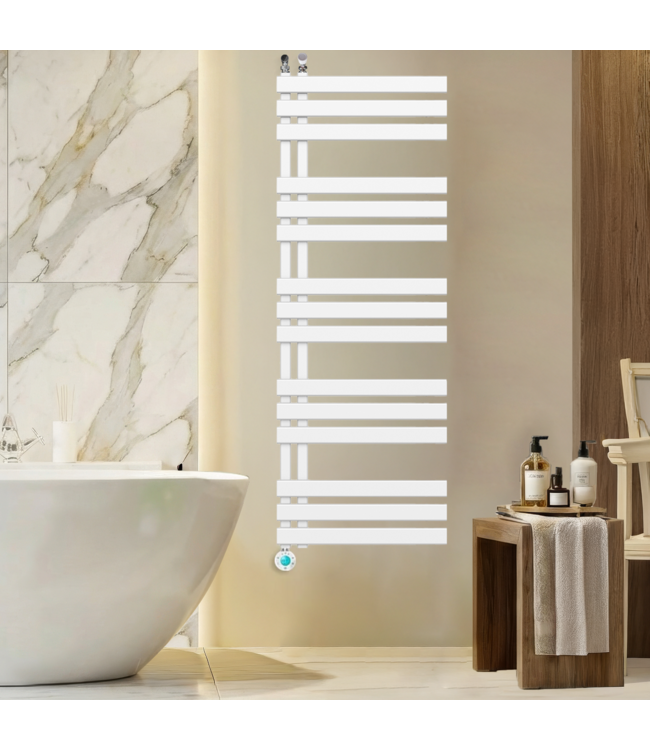  140x60 cm - Hybride handdoekradiator Elite Eco WiFi Oppio wit (RAL 9016) 750W
