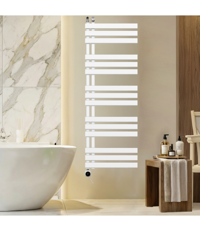  140x60 cm - Hybride handdoekradiator Elite Smart WiFi Oppio wit (RAL 9016) 983W
