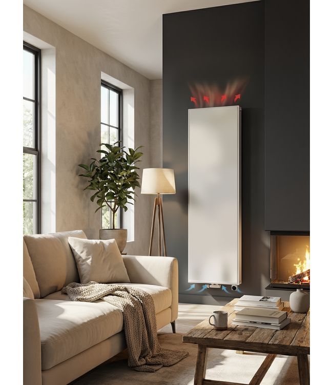  160x50 cm Type 22 - 2616 Watt - Duo Hybride Verticale radiator met Wifi functie - vlakke voorzijde - Wit (Ral 9016)