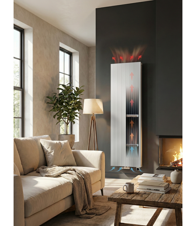  180x50 cm Type 22 - 2865 Watt - Duo Hybride Verticale radiator met Wifi functie - gegroefde voorzijde - Wit (Ral 9016)