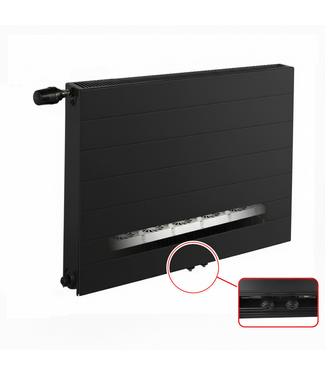 ECA 90x120 cm Type 11 - 2277 Watt - ECA Hybride 8+ Gegroefde Paneelradiator met ingebouwde boosters - Zwart