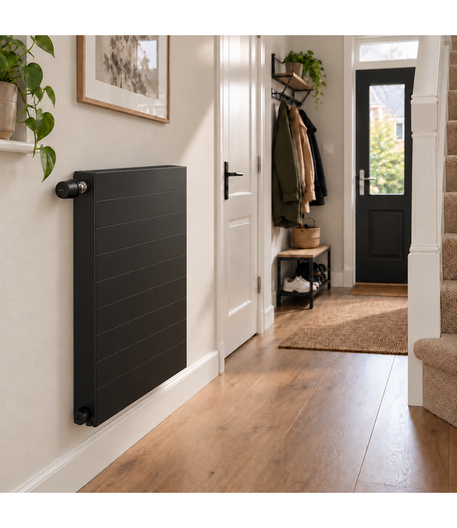  90x40 cm Type 11 - 852 Watt - ECA Hybride 8+ Gegroefde Paneelradiator met ingebouwde boosters - Zwart