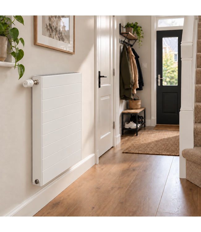  90x80 cm Type 11 8+ Hybride - 1518 Watt - ECA radiateur à panneaux avec 8 raccords - face avant rainurée - Blanc