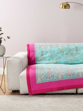 Bassetti Plaid Indian Roses, turchese, 135/190 cm
