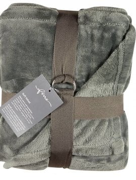 fine Plaid Softvelvet, stone, 140/200 cm