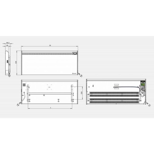ELDOM Extra Life Elektrische wandconvector 2 kW, handbediening