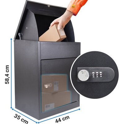 Silvergear Pakketbrievenbus - Zwart - 44x35x58 cm