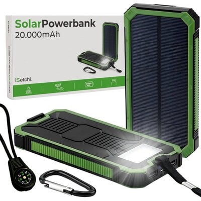 iSetchi Solar Powerbank 20000 mAh - Groen