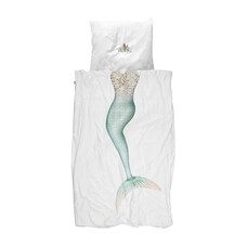 SNURK Dekbedovertrek Mermaid - 140x200/220 cm - Wit/Groen