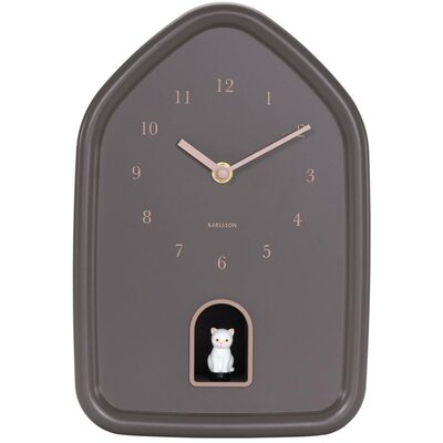 Karlsson Wandklok Modern Kitty - 29x20x29 cm - Bruin