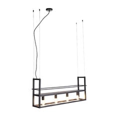 QAZQA Hanglamp Cage Rack - 4-licht - Zwart