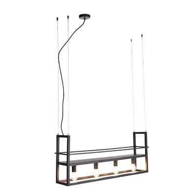 QAZQA Hanglamp Cage Rack - 4-licht - Zwart