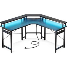 Lugia Gaming Hoekbureau LED - 130x78x48 cm - Carbon/Zwart