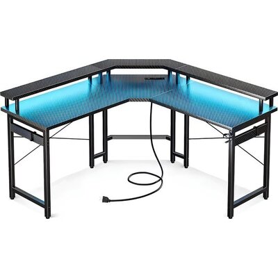 Lugia Gaming Hoekbureau LED - 130x78x48 cm - Carbon/Zwart