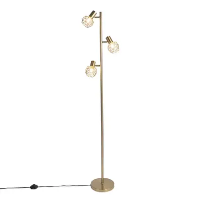 QAZQA Vloerlamp Mesh - 3-lichts