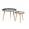 Maisons Du Monde Salontafel Avril - Set van 2 - Blauw/Goud