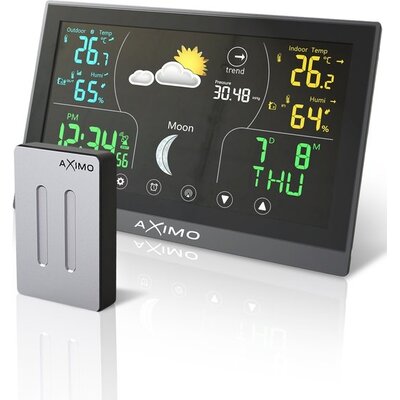 AXIMO Weerstation + Buitensensor - Zwart/Zilver