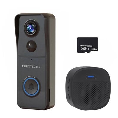 Protectly Video Deurbel - met Gong - 4K UHD - Incl 64GB SD