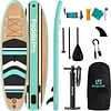 LifeGoods Sup Board PaddlePro - 320x81x15 cm - Hout/Mintgroen