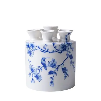Heinen Delfts Blauw Tulpenvaas Orchidee - 16cm