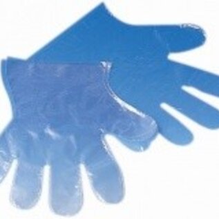 Eigen label PE onderzoekshandschoenen in karton dispenser