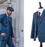 Shelby Brothers collection by Orange Fire 3-delig tweed pak Blue Overcheck Twill