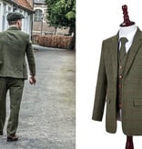 Shelby Brothers collection by Orange Fire 3-delig tweed pak Olive Green Windowpane