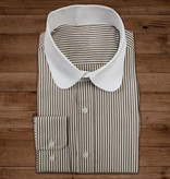 Revival Beaumont penny collar overhemd  cedar-stripe -stud