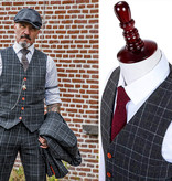 Shelby Brothers collection by Orange Fire 3-delig tweed pak Grey Overcheck Plaid Tweed