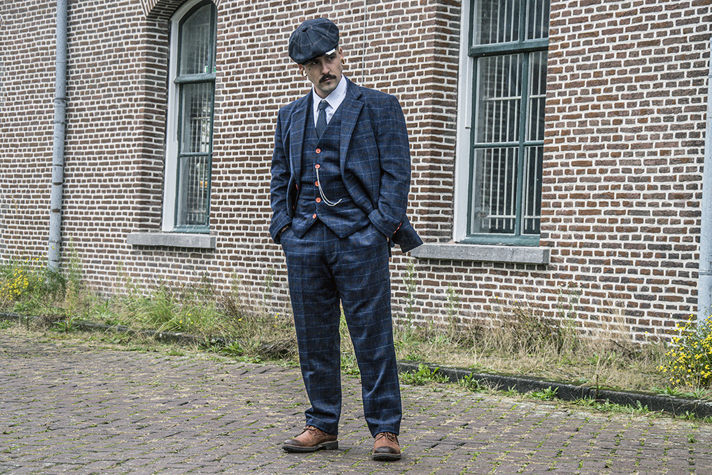 Shelby Brothers collection by Orange Fire 3-delig tweed pak Navy Overcheck Twill