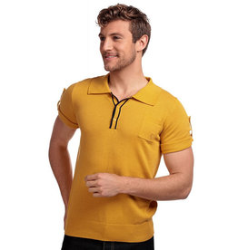 Collectif Retro Polo Jorge Yellow Knitted