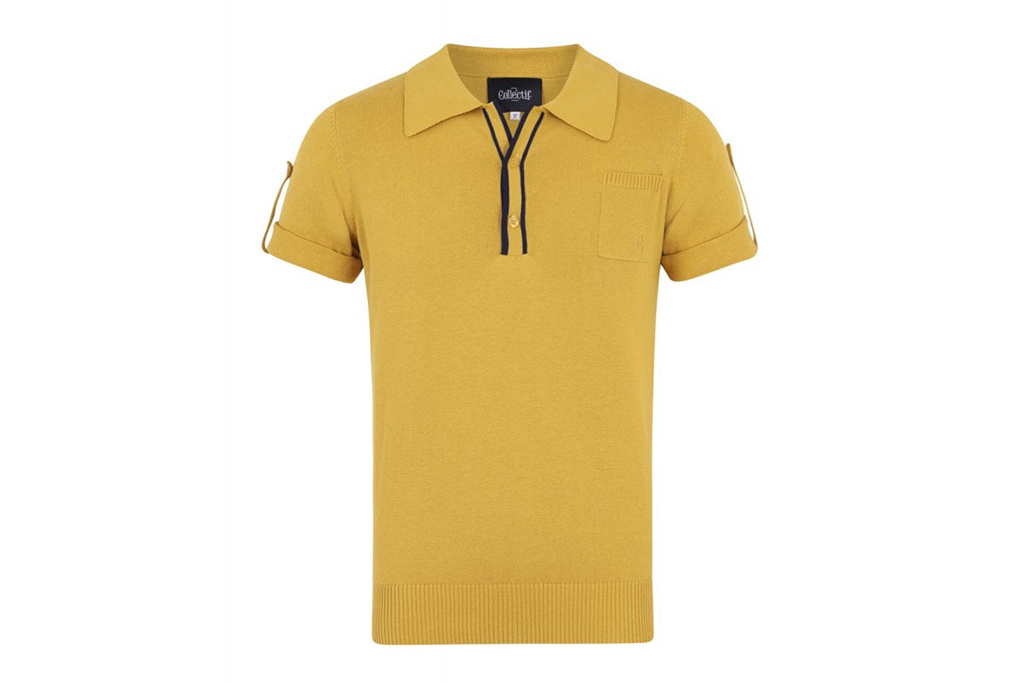 Collectif Retro Polo Jorge Yellow Knitted