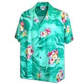 Pacific Legend Hawaii Shirt Mint Flowers