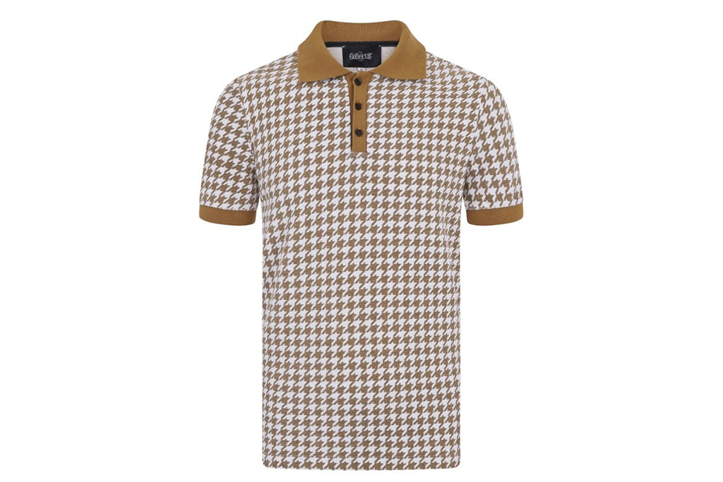 Collectif Pablo Dogtooth Musterd Polo Shirt