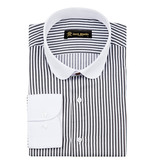Jack Martin Zebra  White  Black Penny Collar overhemd met stud -knoop