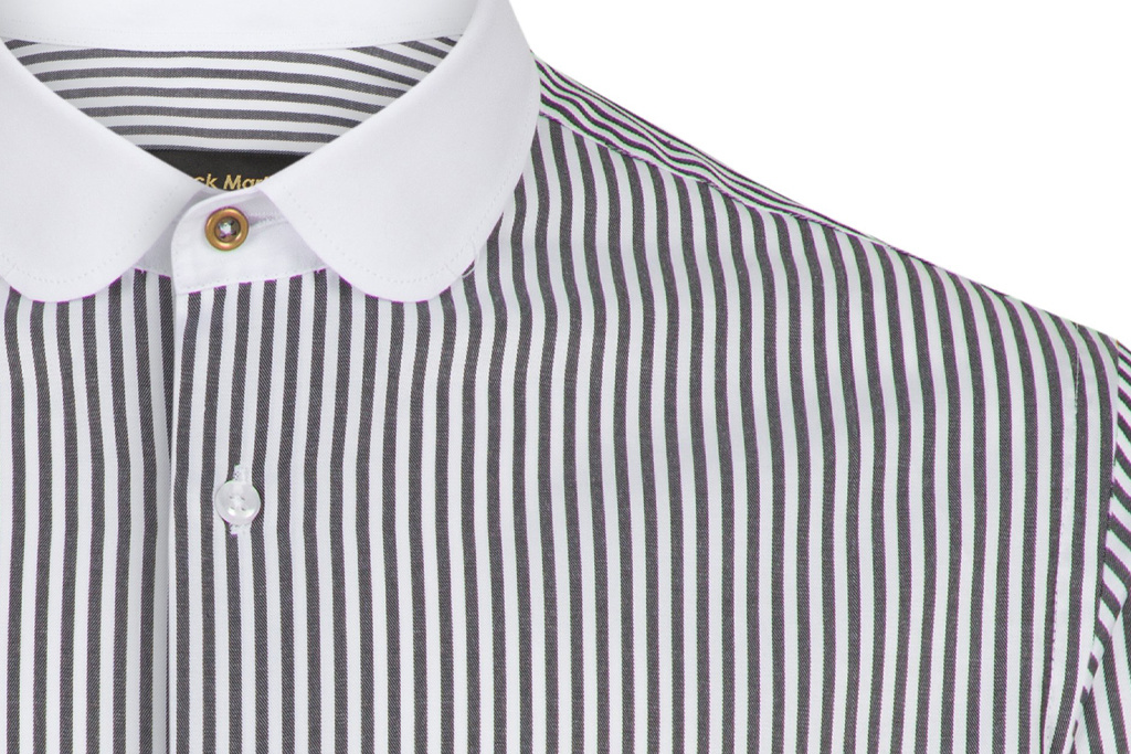 Jack Martin Zebra  White  Black Penny Collar overhemd met stud -knoop