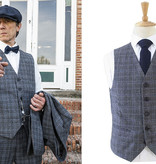 Shelby Brothers collection by Orange Fire 3-delig tweed pak Blue-Grey Prince of Wales Overcheck