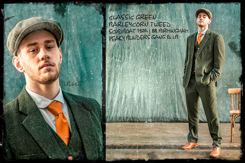 Shelby Brothers collection by Orange Fire 3-delig tweed pak Classic Green Barleycorn Tweed