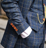 Shelby Brothers collection by Orange Fire 3-delig tweed pak Blue Beige Windowpane Tweed