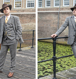 Shelby Brothers collection by Orange Fire 3-delig tweed pak Grey Beige Windowpane Tweed