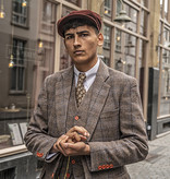 Shelby Brothers collection by Orange Fire 3-delig tweed pak Brown Beige Windowpane Tweed