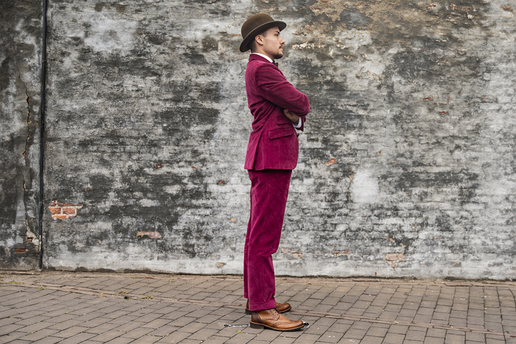 Urban Bozz 3-delig Corduroy suit in Pink-Beige