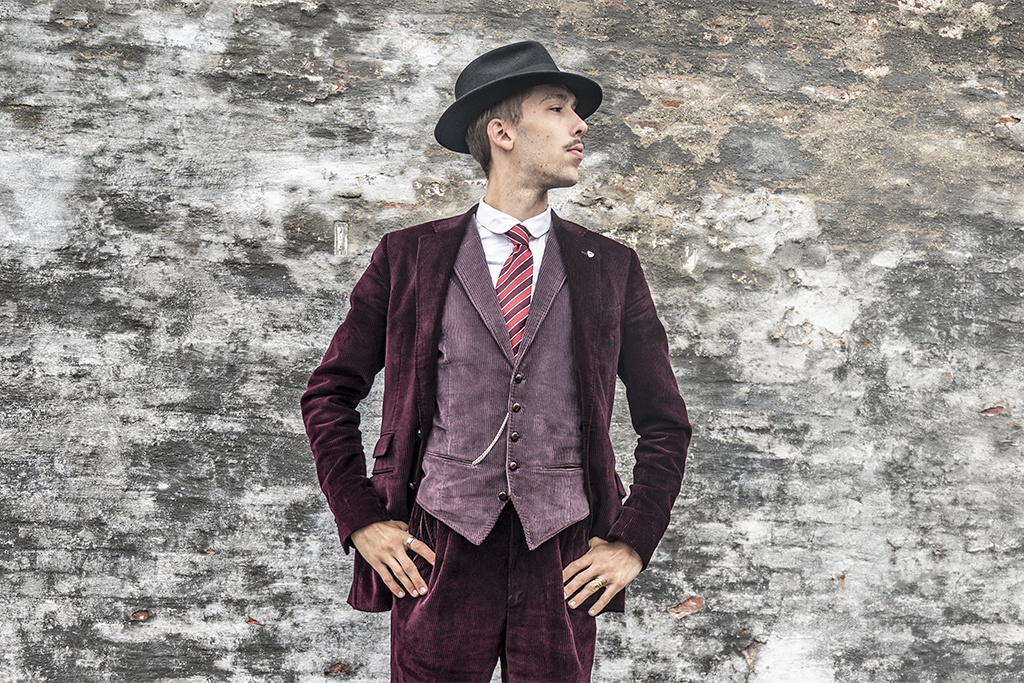 Urban Bozz 3-delig Corduroy suit in Purple Rain