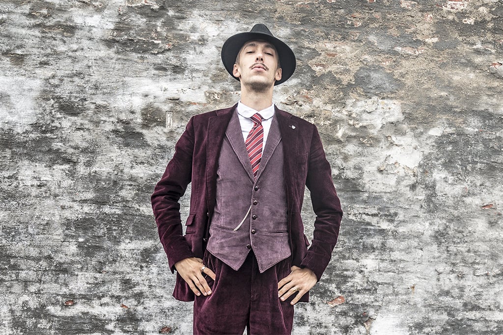 Urban Bozz 3-delig Corduroy suit in Purple Rain