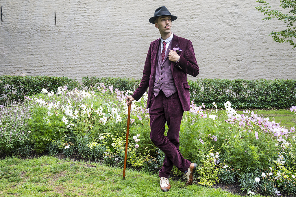 Urban Bozz 3-delig Corduroy suit in Purple Rain