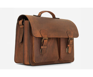 NEWHEY Laptoptas 15,6 inch messenger bag heren aktetas waterdichte lederen tas computer schoudertas vintage grote werktas voor kantoor business school, Bruin, Vintage