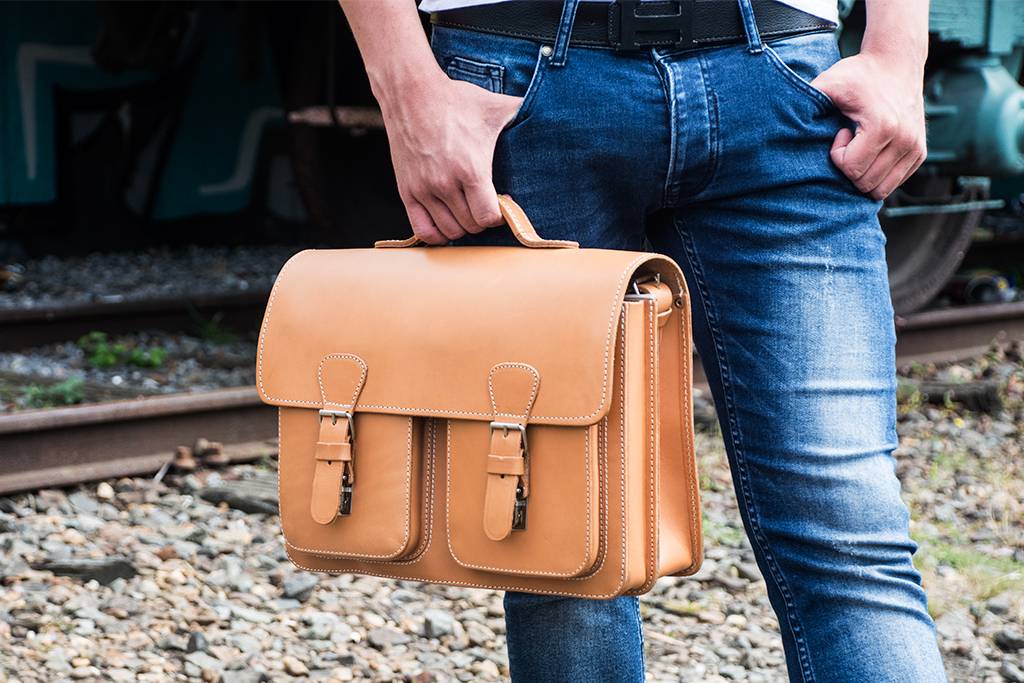 Ruitertassen MATZ oldschoolbag in naturel leer