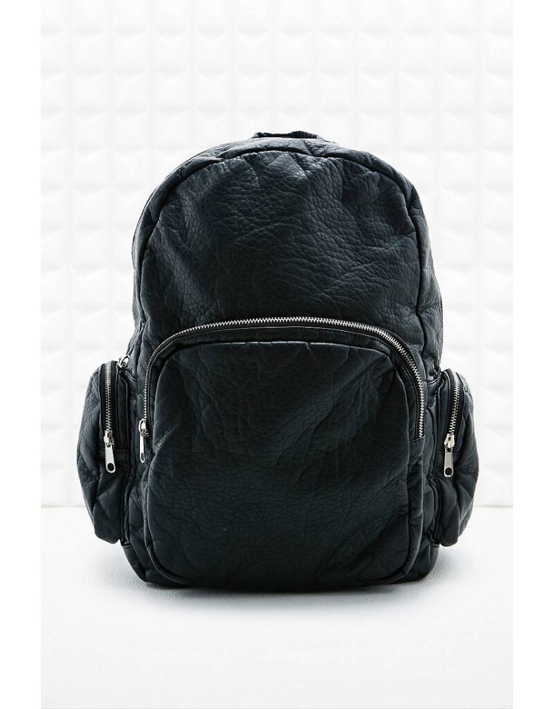 Black leather backpack