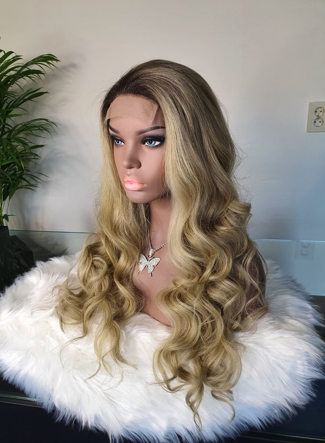 Frozen Champagne - Closure Wig 24" Ombre Blonde Raw* Indian Body Wave